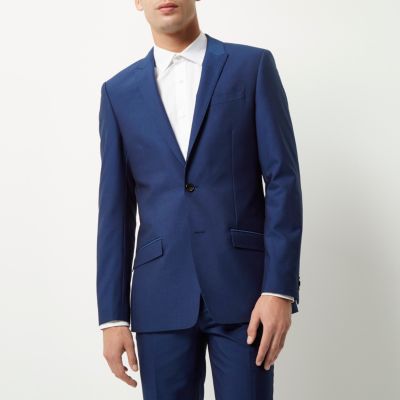 Bright blue skinny suit jacket